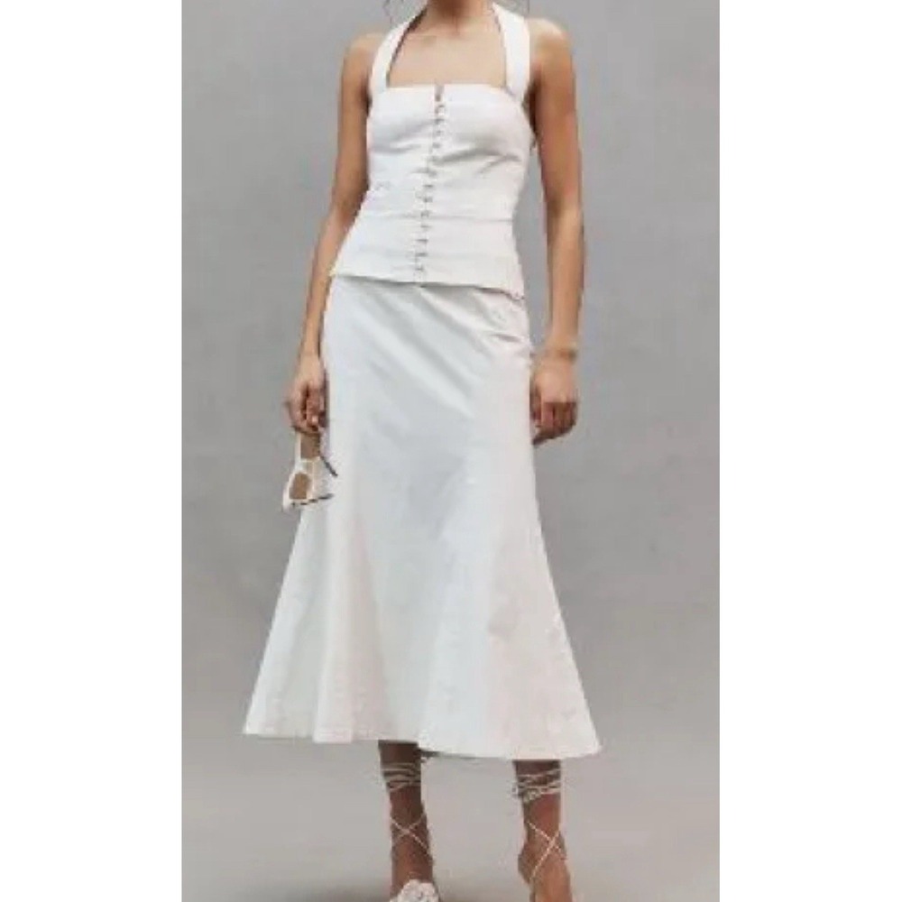 BLHDN Anthropologie NWOT Jayne‎ Halter White Midi Dress Size S